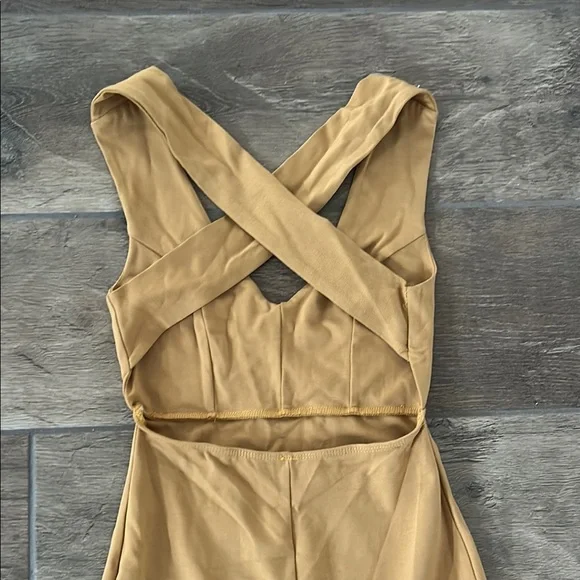 Chic Mustard Midi Dress - Picture 5 of 7